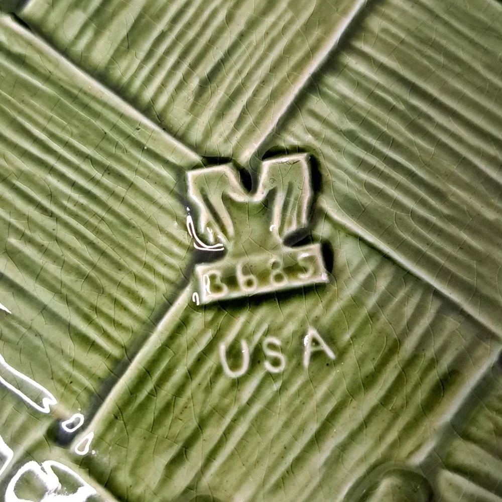 MCM Green Woven Ceramic Chip and Dip Tray